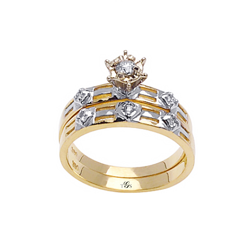 14k Two Tone Gold Natural Diamond Wedding Set (Center Stone Not Included)