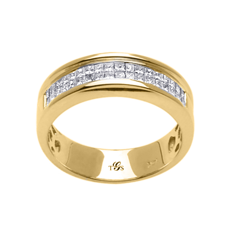 14k White / Yellow / Rose Gold Diamond Men Band-1