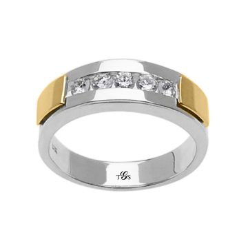 14k Two Tone Gold Diamond Men Band