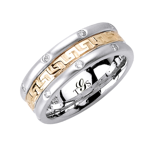 14k Two-Tone Gold Natural Diamond Unisex Band