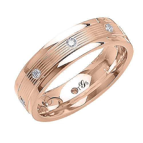 14k White/Yellow/Rose Gold Natural Diamond Unisex Band-3