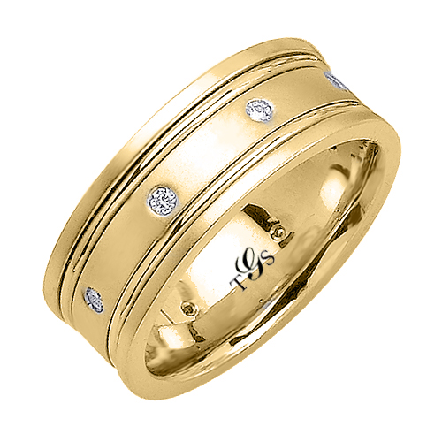 14k White/Yellow/Rose Gold Natural Diamond Unisex Band-1