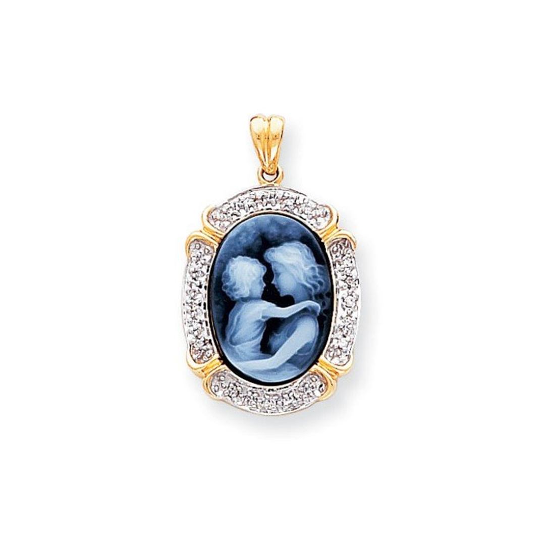 14k Everlasting Love Diamond Agate Cameo