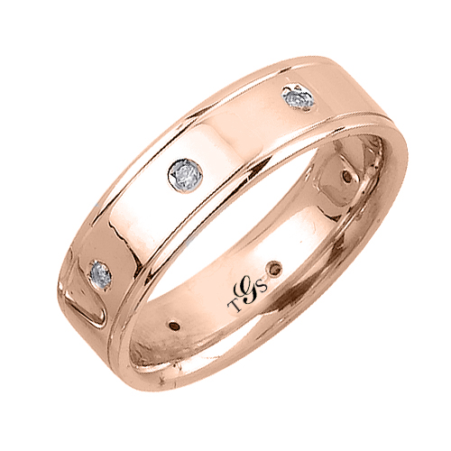 14k White/Yellow/Rose Gold Natural Diamond Unisex Band-2