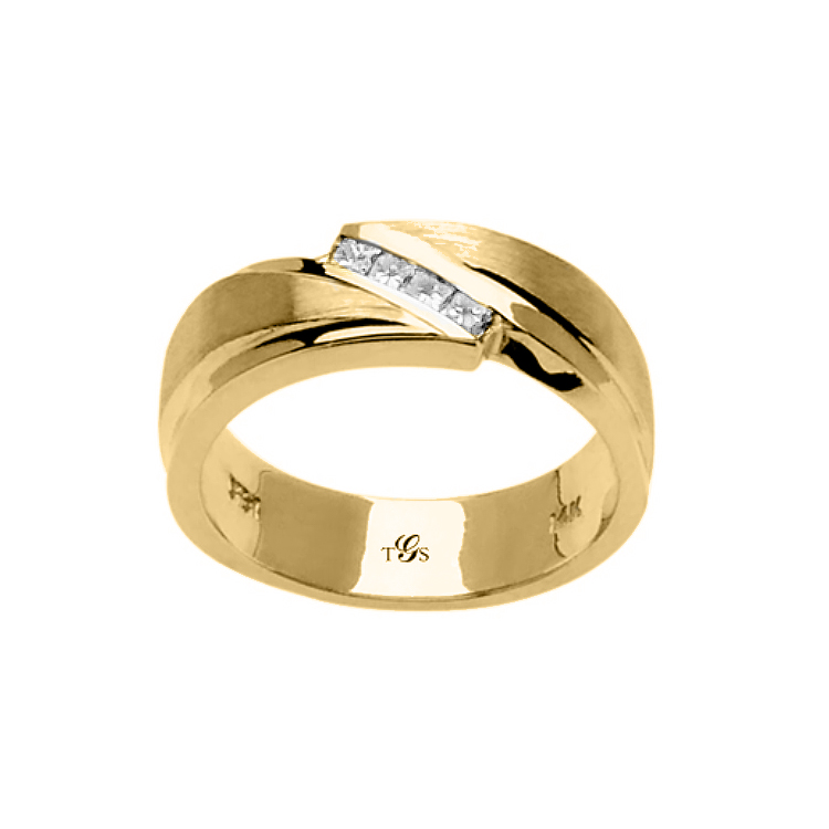 14k White / Yellow / Rose Gold Diamond Men Band-2