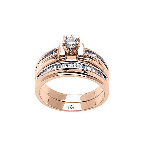 14k White / Yellow / Rose Gold Channel Set Natural Diamond Wedding Set (Center Stone Not Included)-0