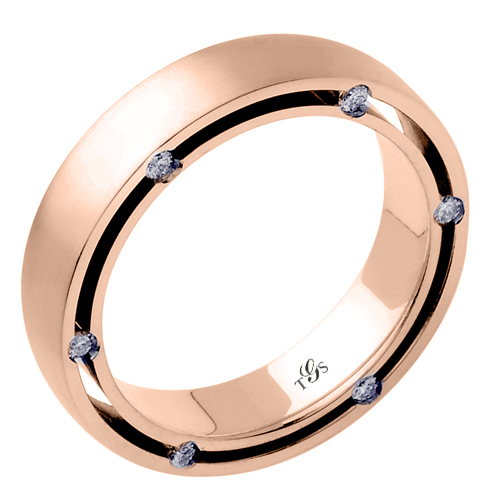 14k White/Yellow/Rose Gold Natural Diamond Unisex Band-2