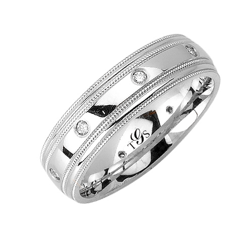 14k White Gold Natural Diamond Unisex Band