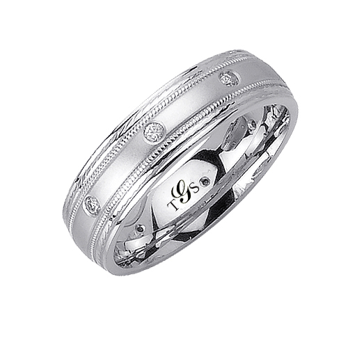 14k White Gold Natural Diamond Unisex Band