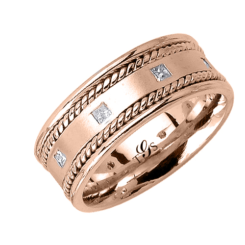 14k White/Yellow/Rose Gold Natural Diamond Unisex Band-2