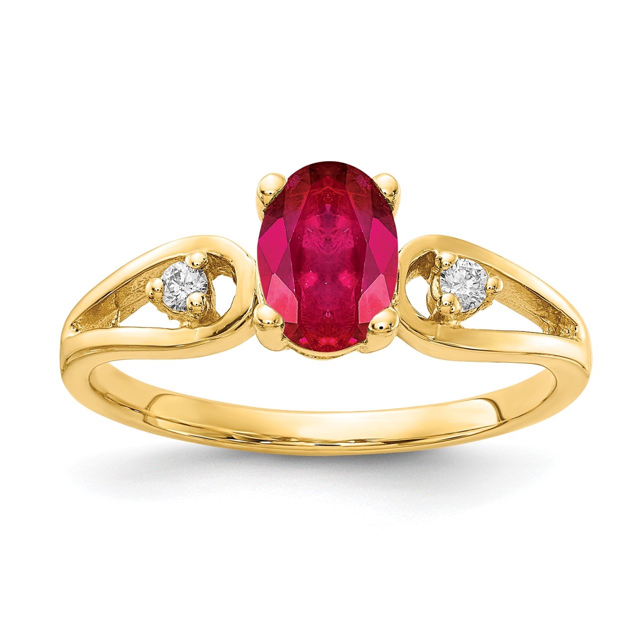 14k 7x5mm Oval Ruby AA Diamond ring