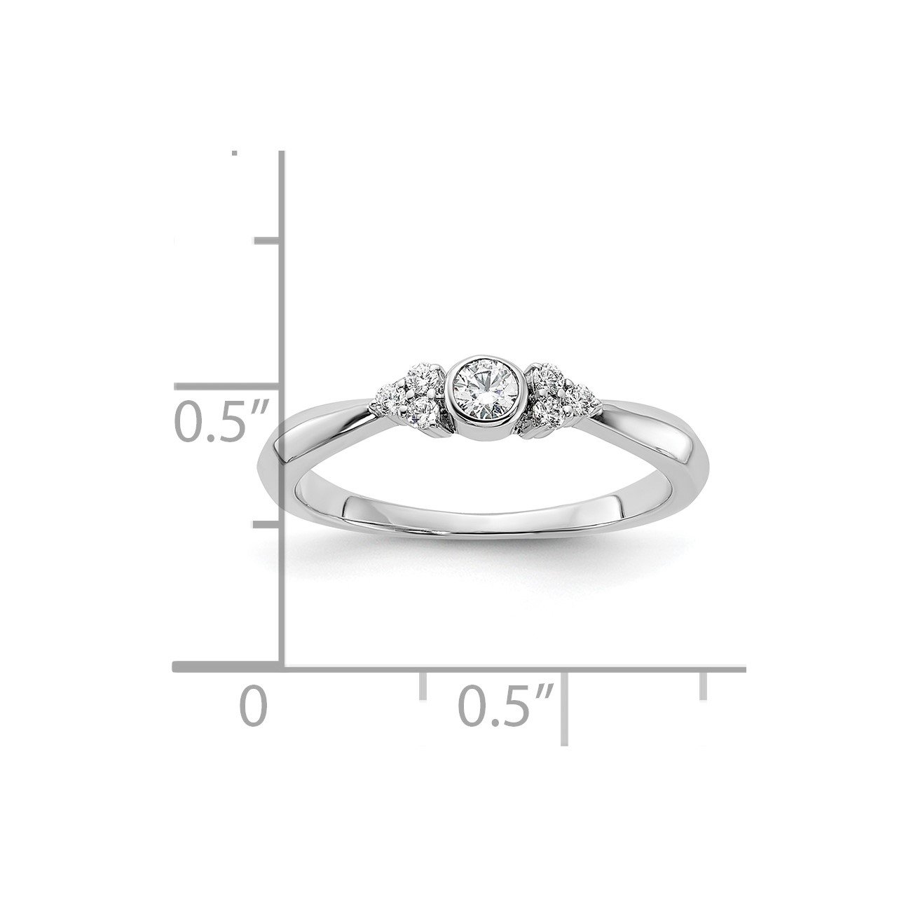 14kw Lab Grown Diamond SI1/SI2, G H I, Round Bezel Set Promise Ring-6