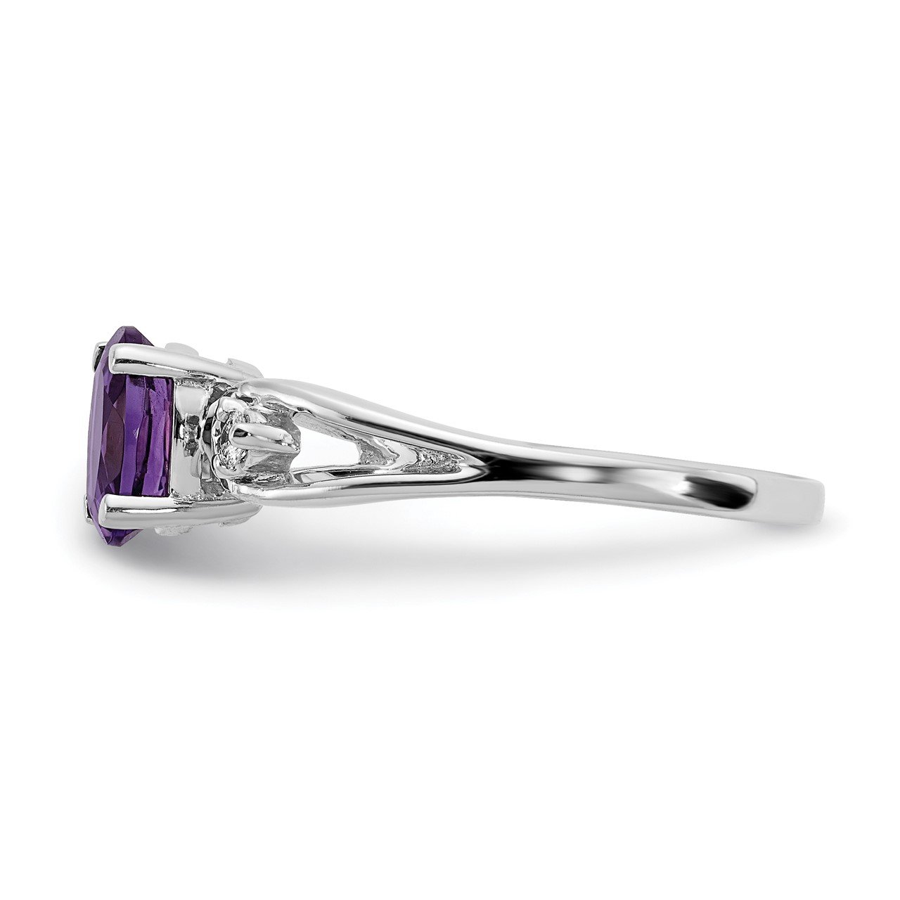 14k White Gold 7x5mm Oval Amethyst A Diamond ring-3