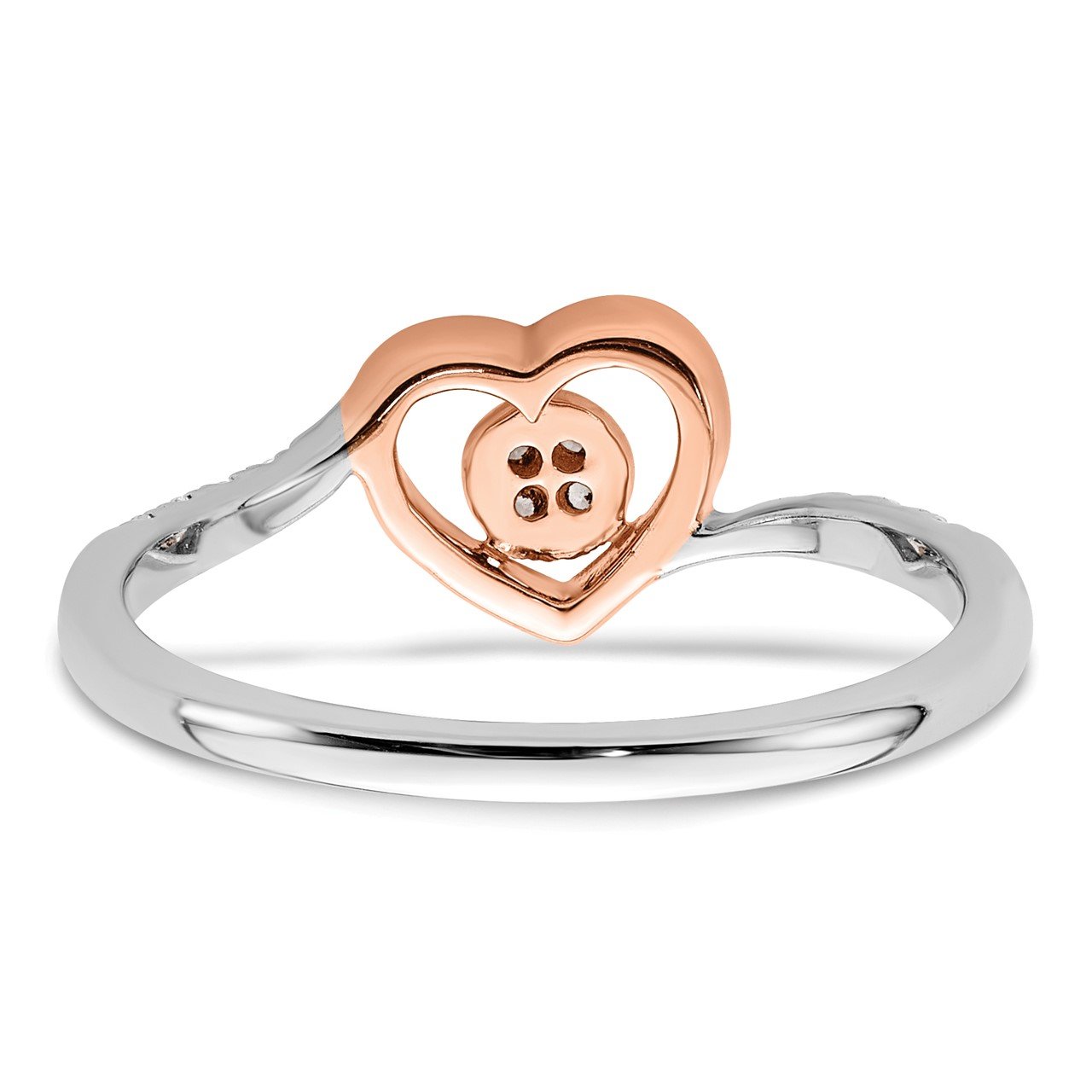 14k White and Rose Heart Cluster Complete Dia. Promise Ring-5