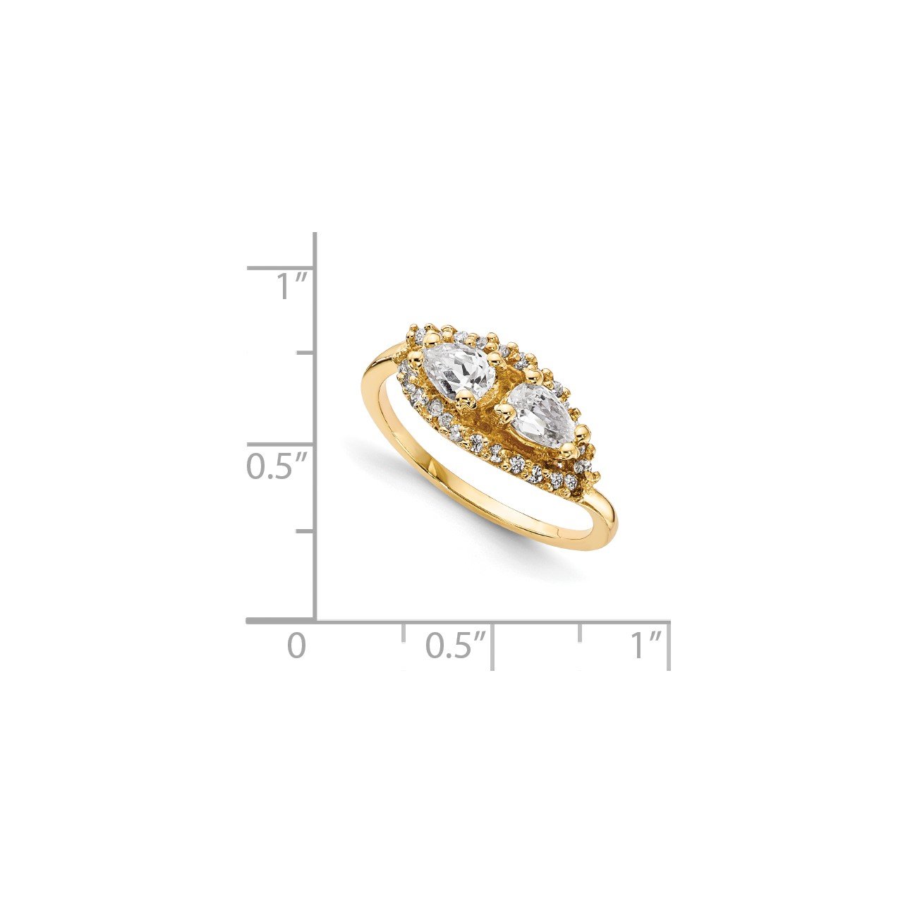 14KY AA Diamond 2-stone Ring Semi-Mount - 6x4 mm center stones-6