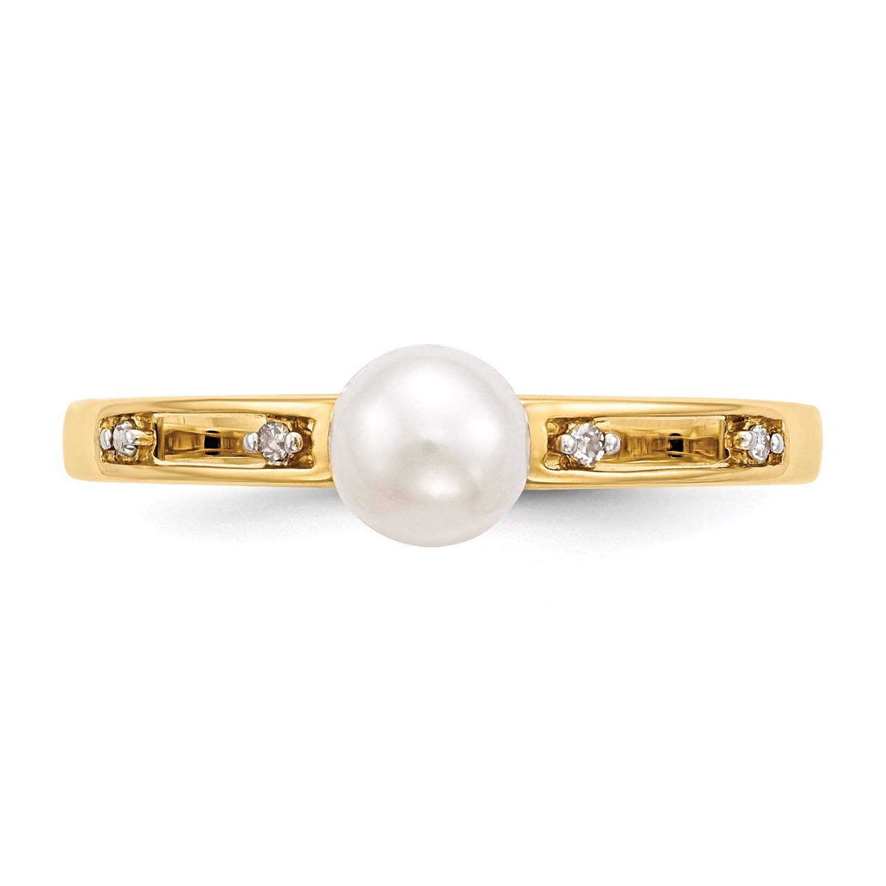 14k Freshwater Cultured Pearl and Diamond Ring-3
