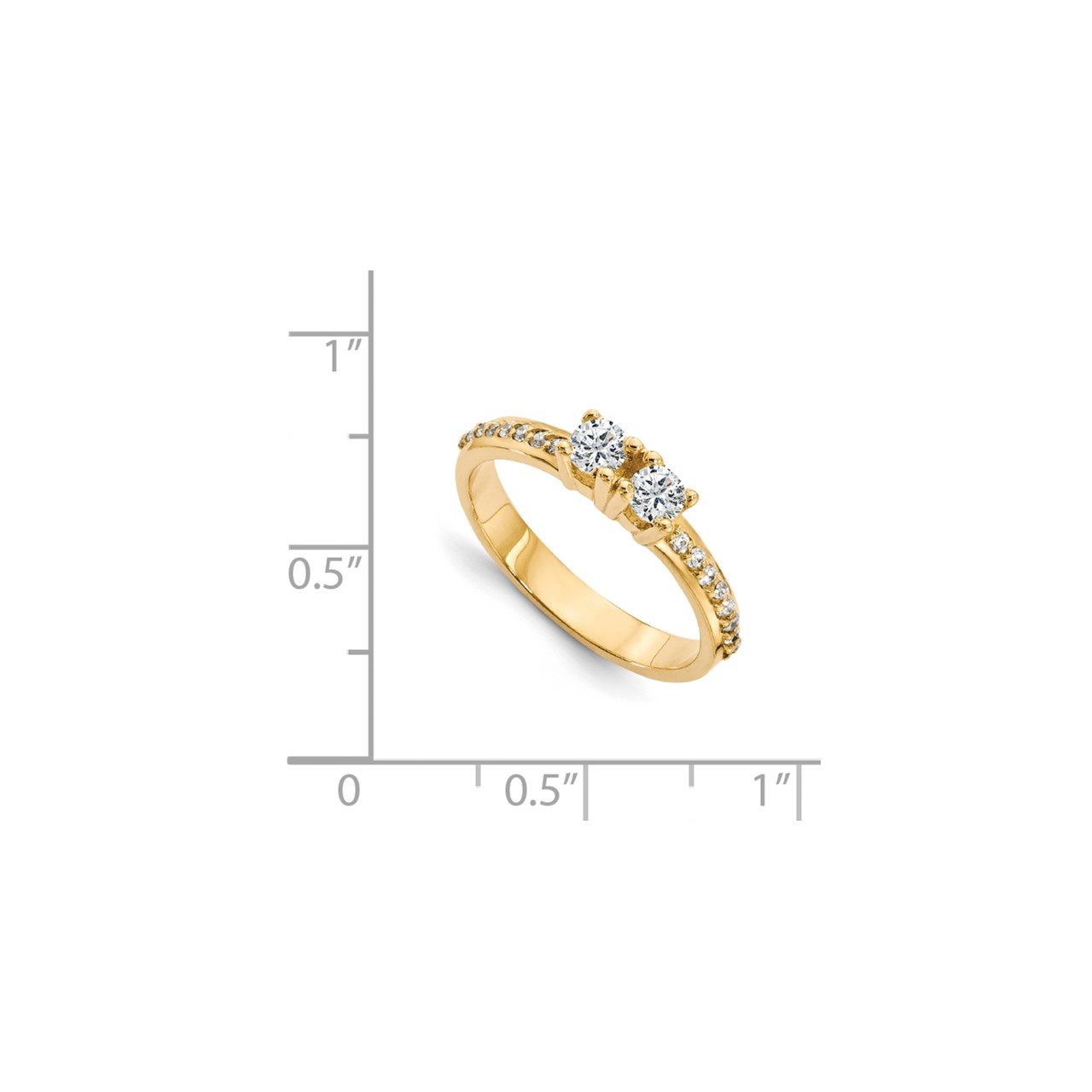 14ky AAA Diamond 2-stone Ring Semi-Mount - 2.7 mm center stones-6