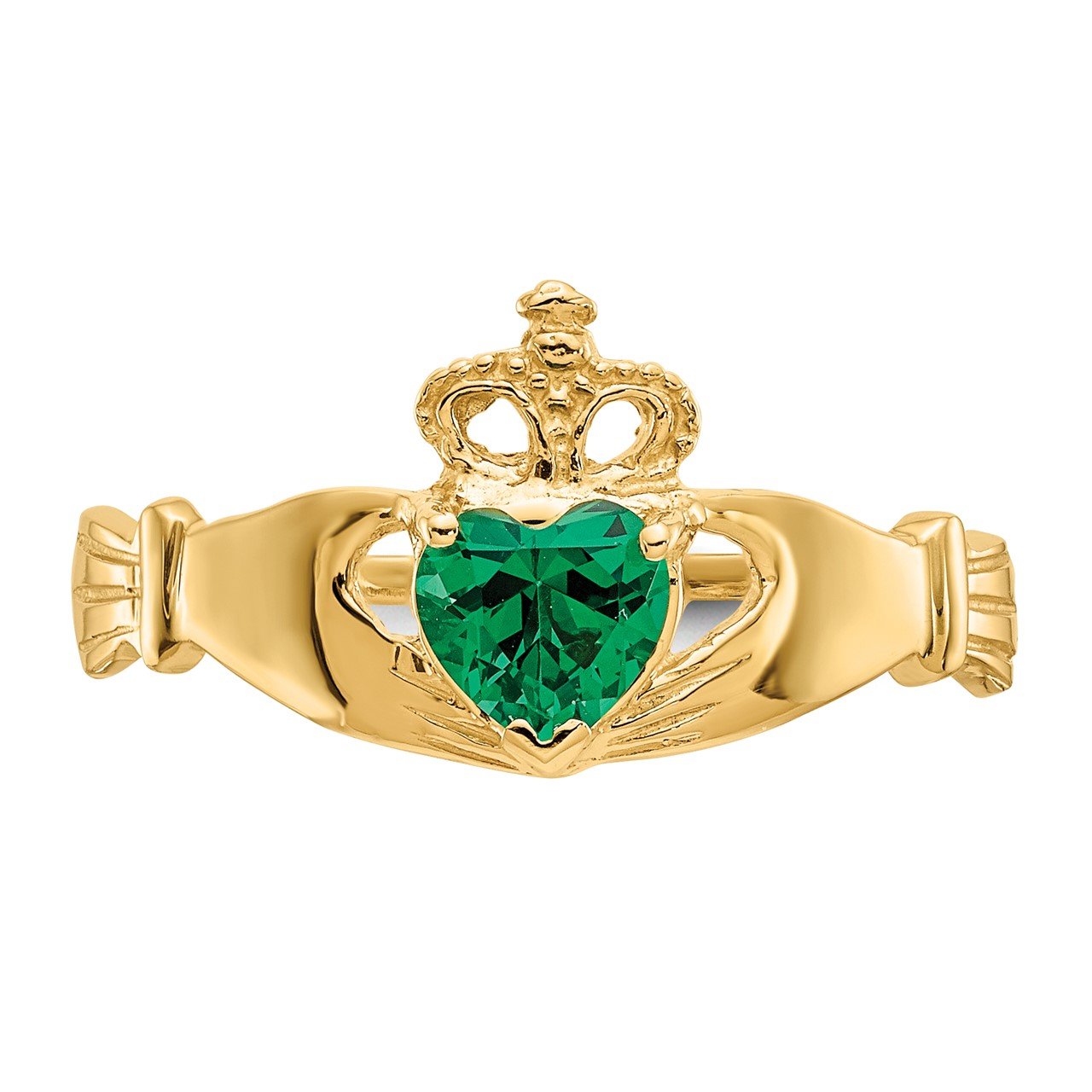 14k Green CZ Polished Claddagh Ring-4