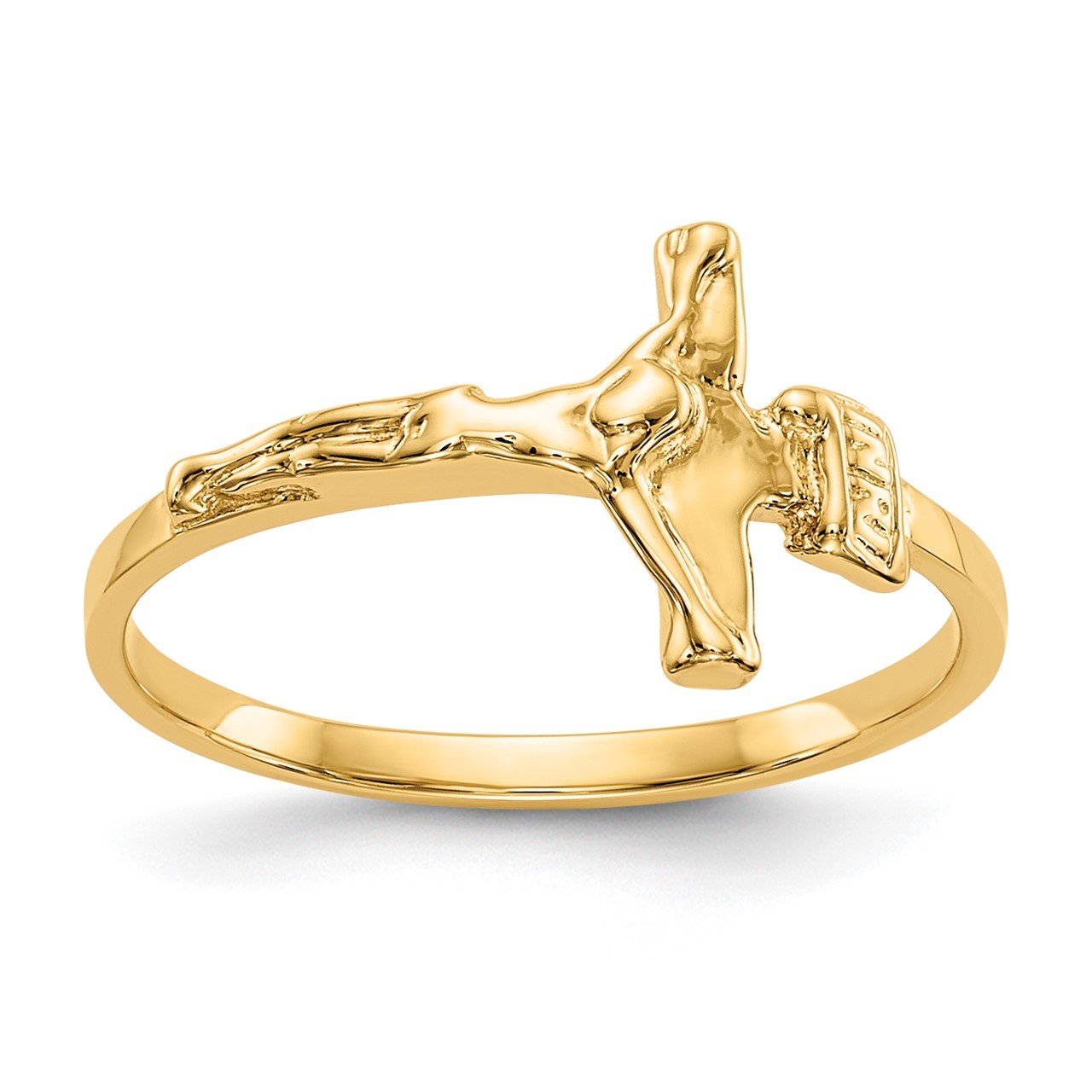 14k Childs Polished Crucifix Ring