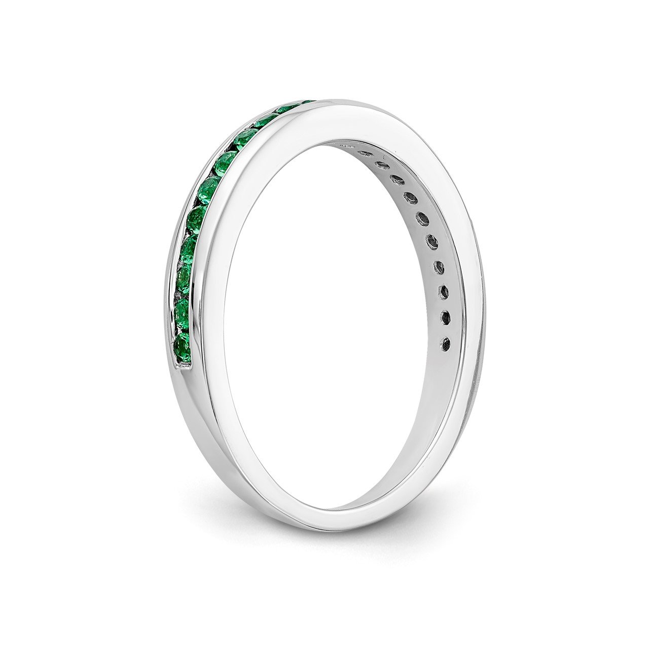 14k White Gold Emerald Band-5