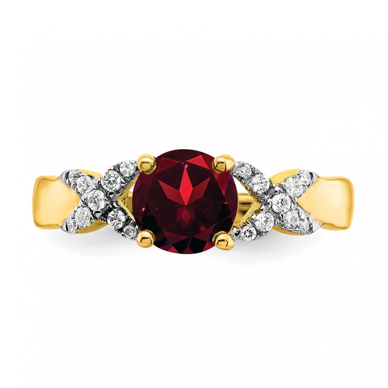 14k Two-tone Garnet and Diamond Ring-3