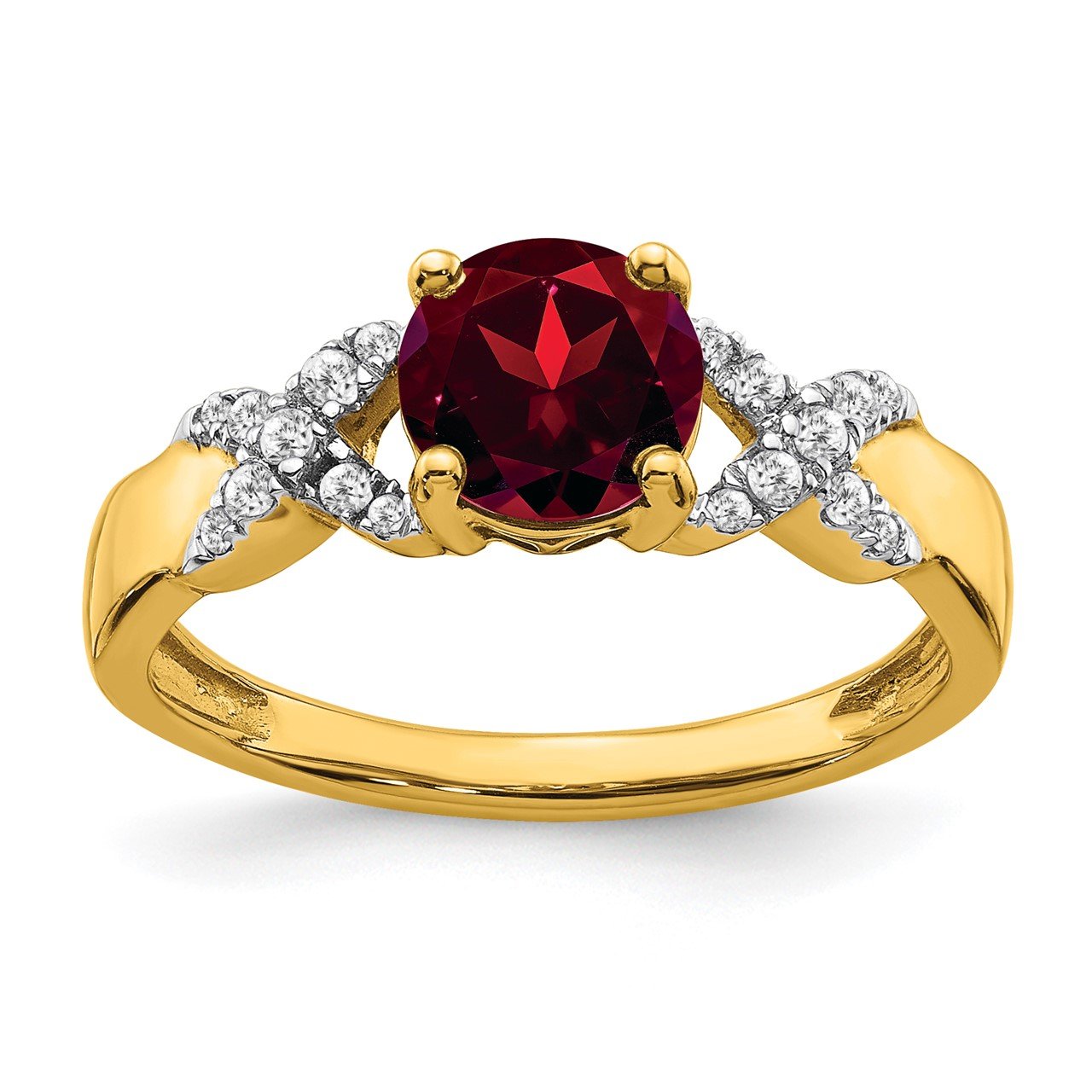 14k Two-tone Garnet and Diamond Ring