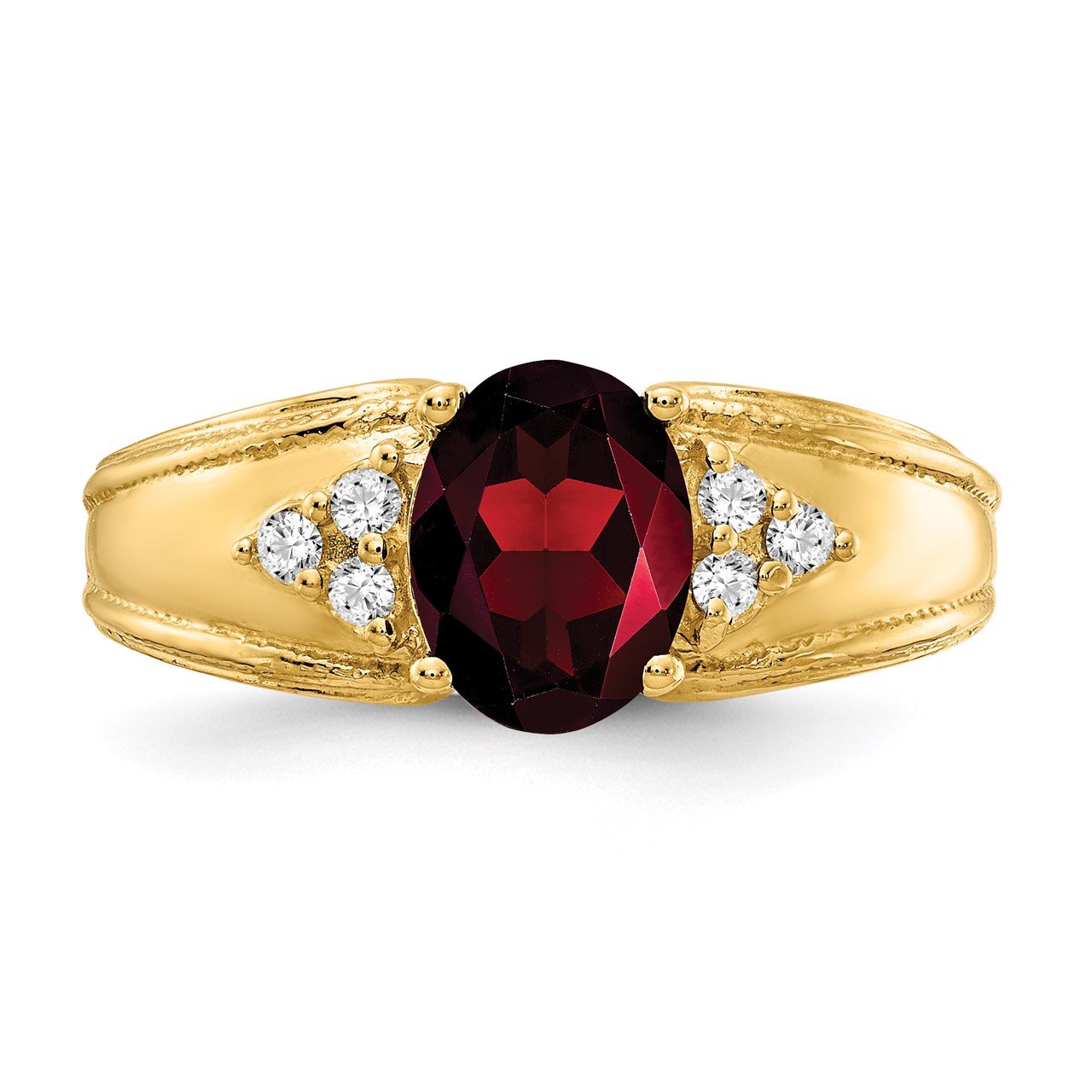 14k 8x6mm Oval Garnet A Diamond ring-4