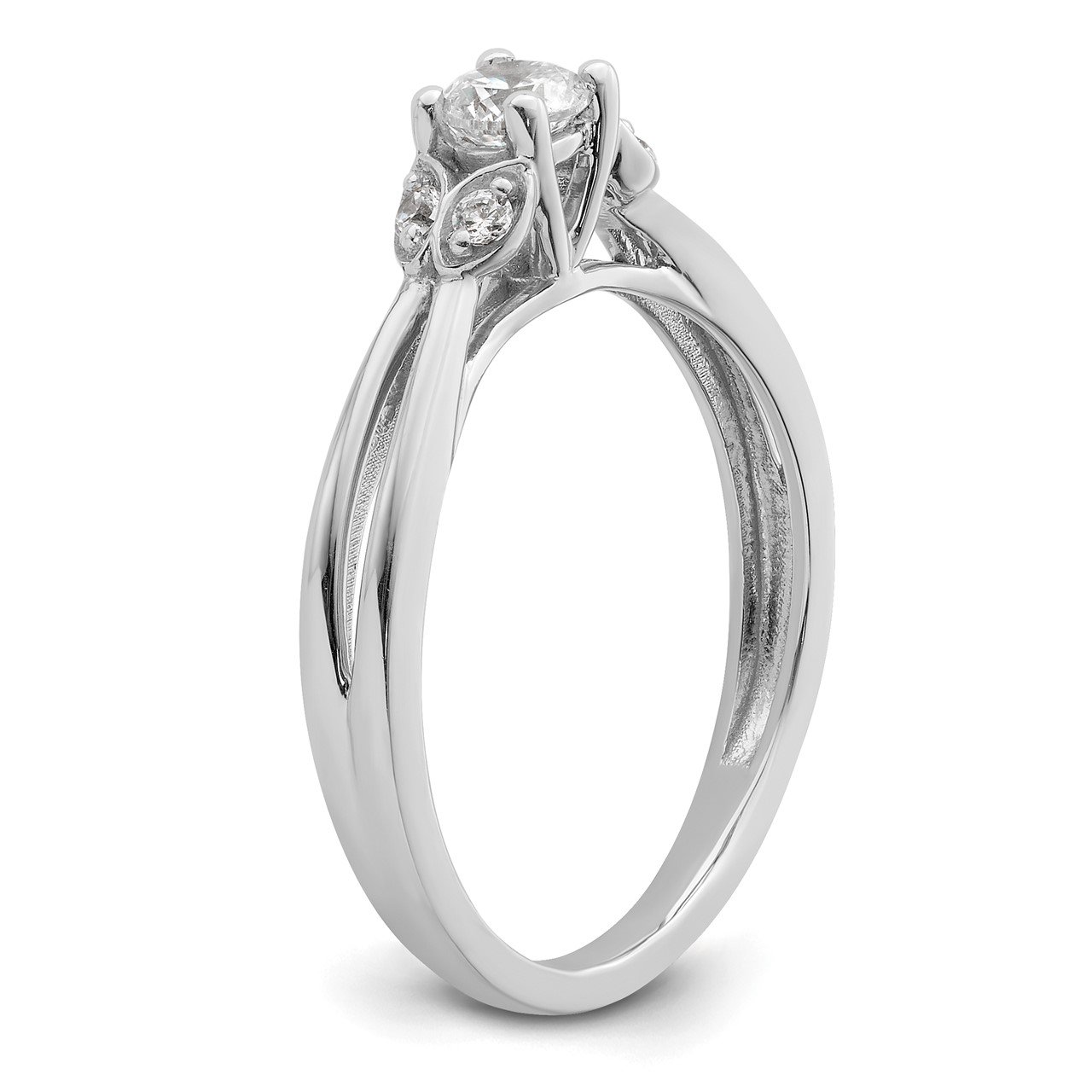 14K White Gold Polish Complete Round Dia. Engagement Ring-6