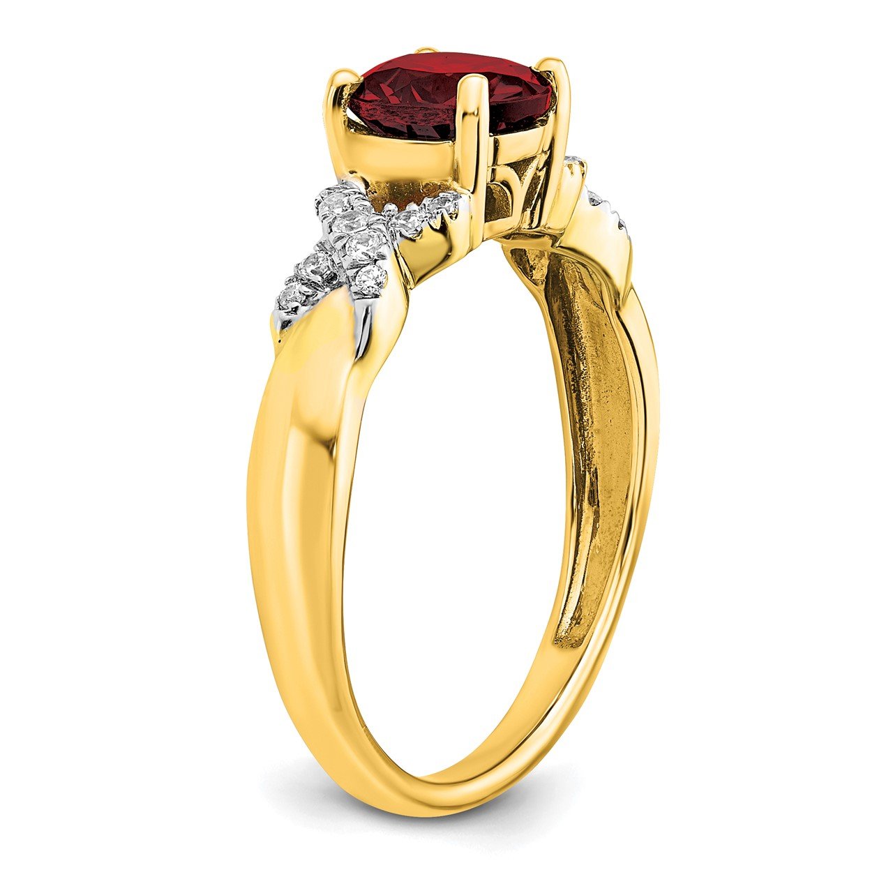 14k Two-tone Garnet and Diamond Ring-5