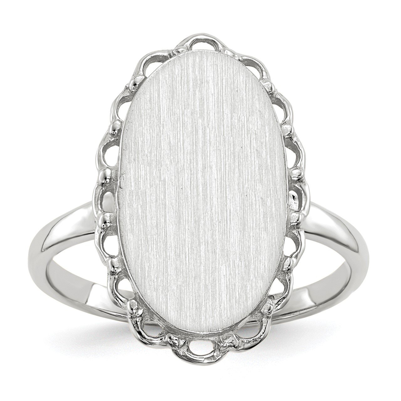 14k White Gold 14x10.5mm Open Back Signet Ring
