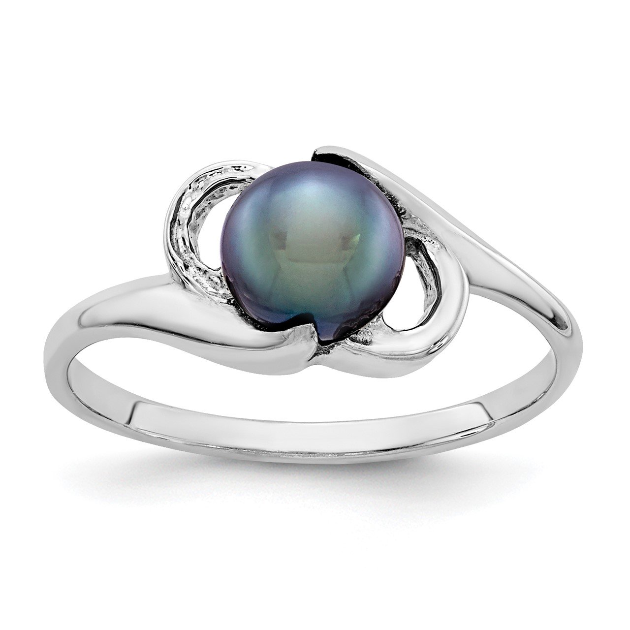 14k White Gold 5.5mm Black FW Cultured Pearl ring