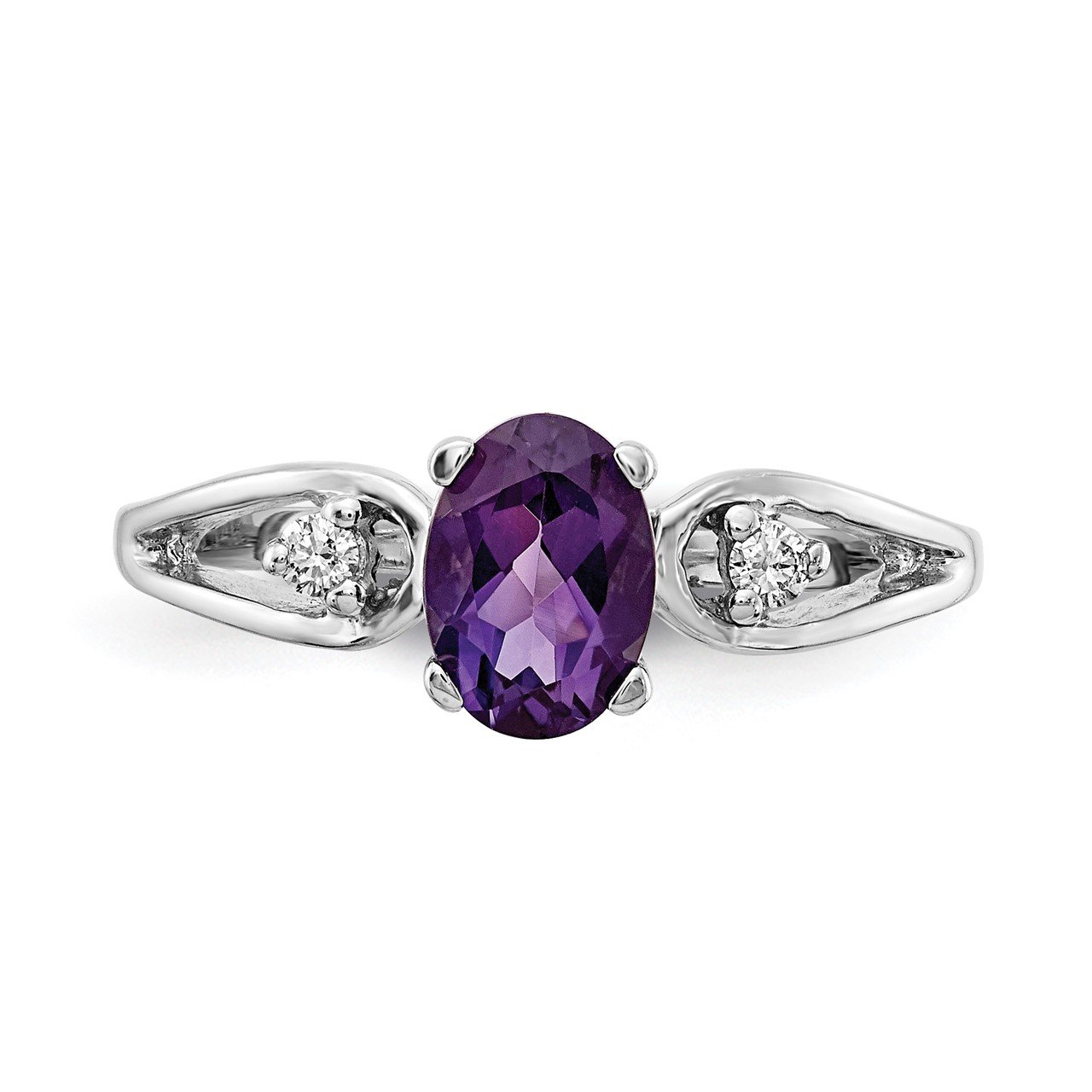 14k White Gold 7x5mm Oval Amethyst A Diamond ring-4