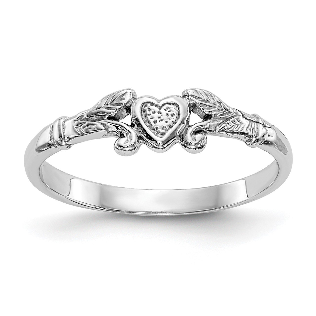 14K White Gold Textured Mini Heart Baby Ring The Gold Store
