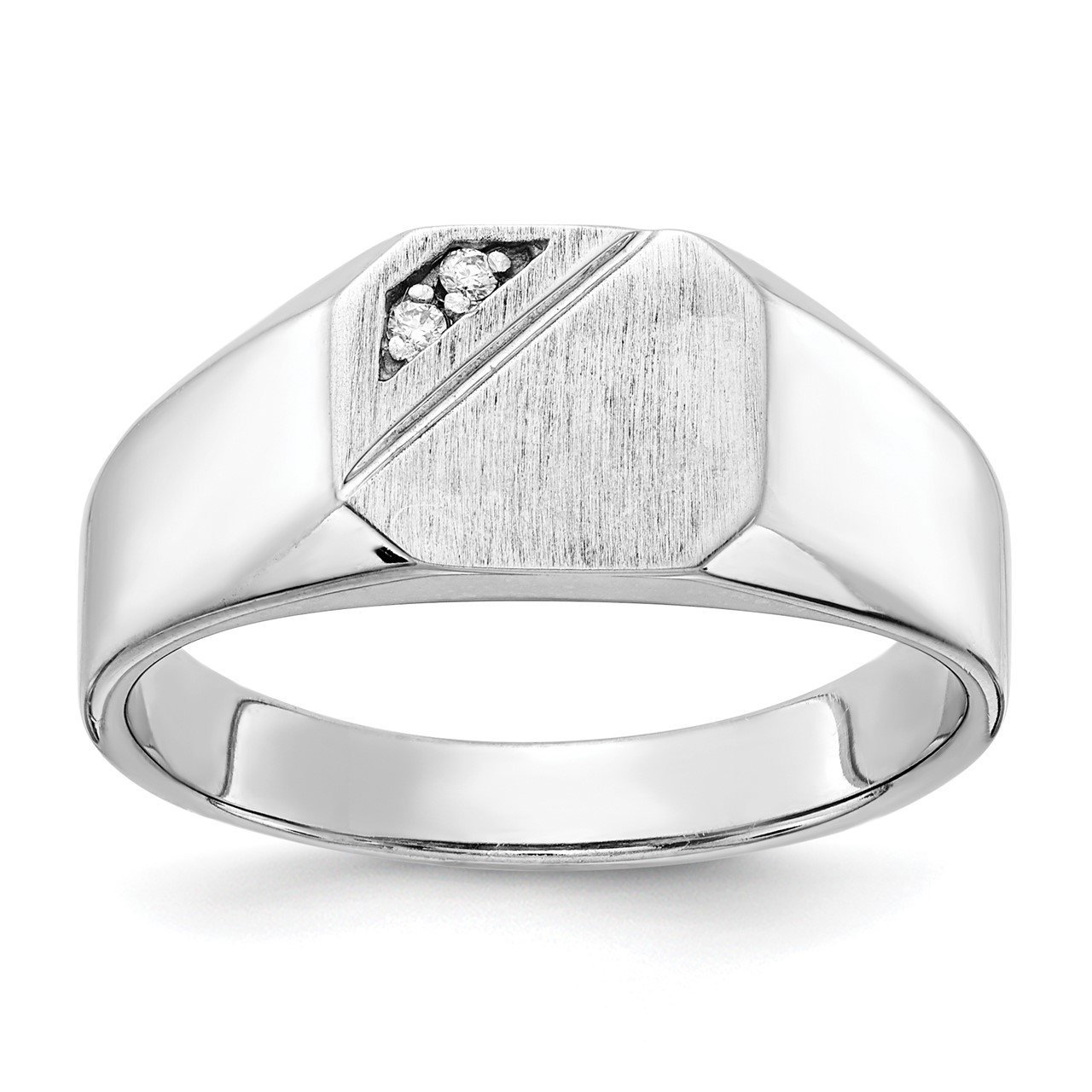 14k 9.0x10.0mm Open Back AA Diamond Signet Ring