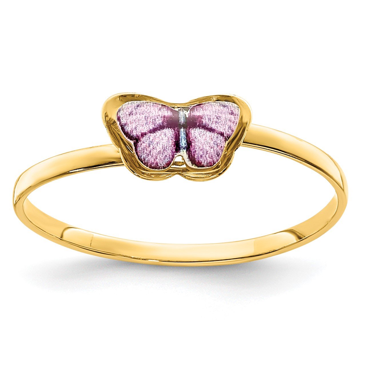 14K Enamel Butterfly Children's Ring