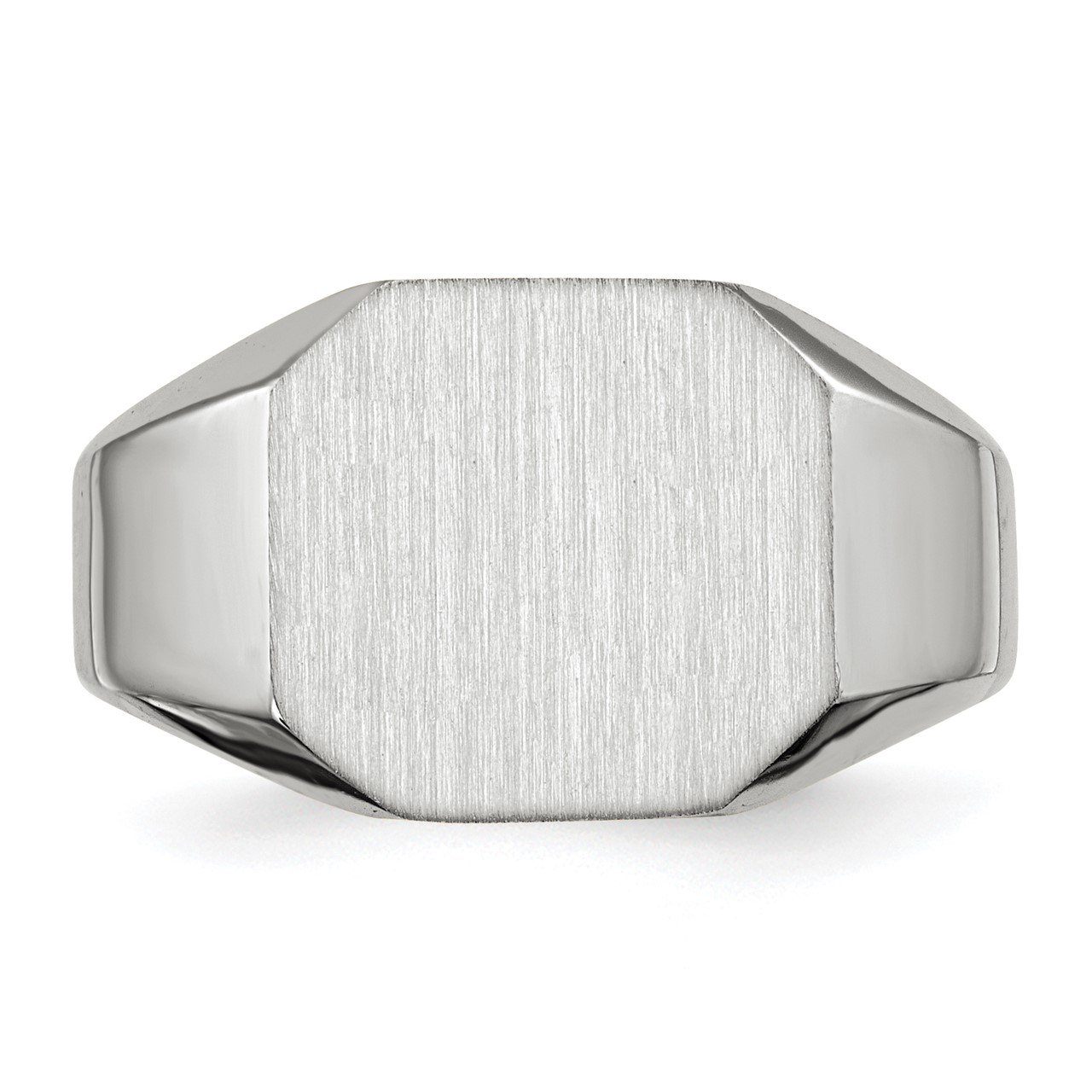 14k White Gold 11.0x11.0mm Open Back Men's Signet Ring-3