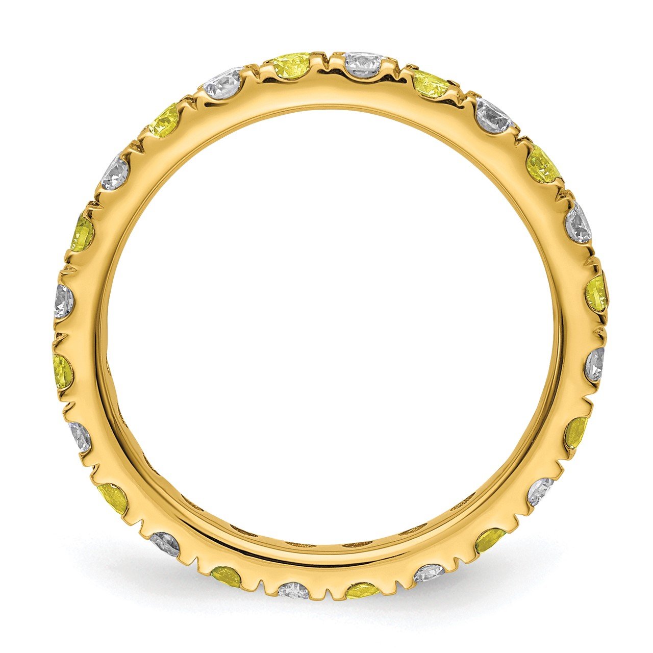 14k Lab Grown Diamond SI1/SI2 G H I and Created Yellow Sapphire Eternity Band-1