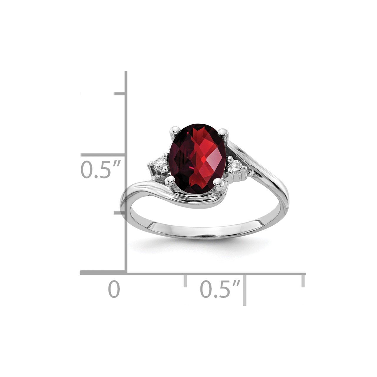 14k White Gold 8x6mm Oval Garnet AA Diamond ring-2