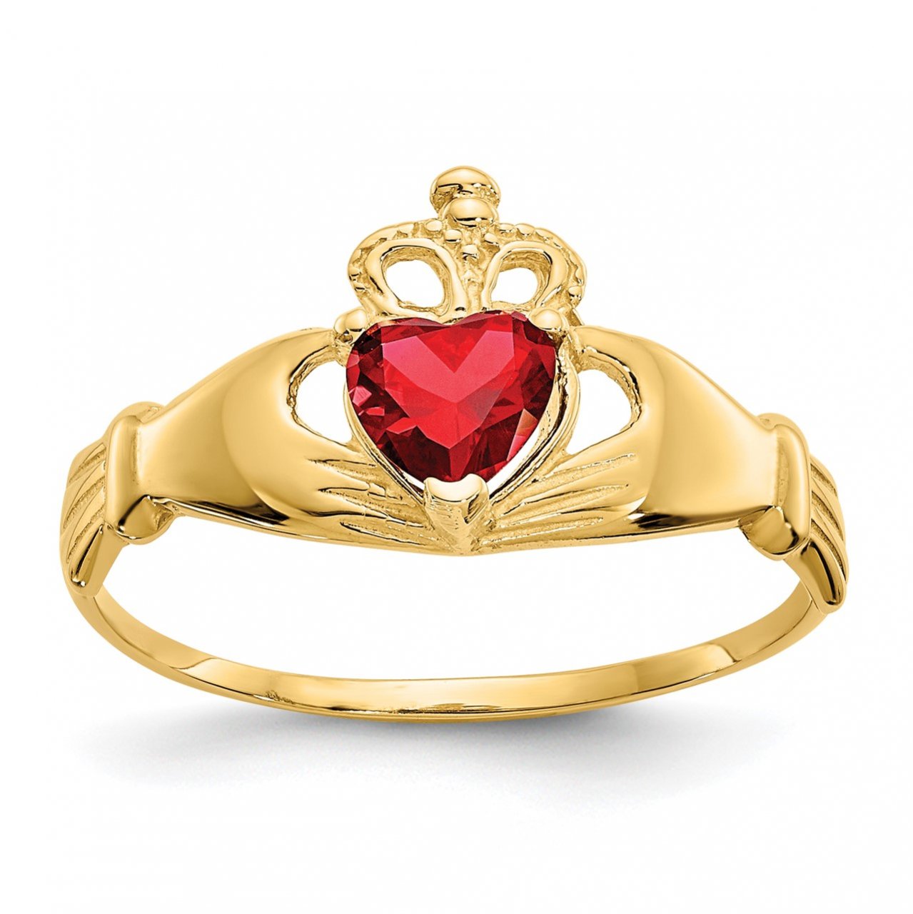 14k CZ January Birthstone Claddagh Heart Ring