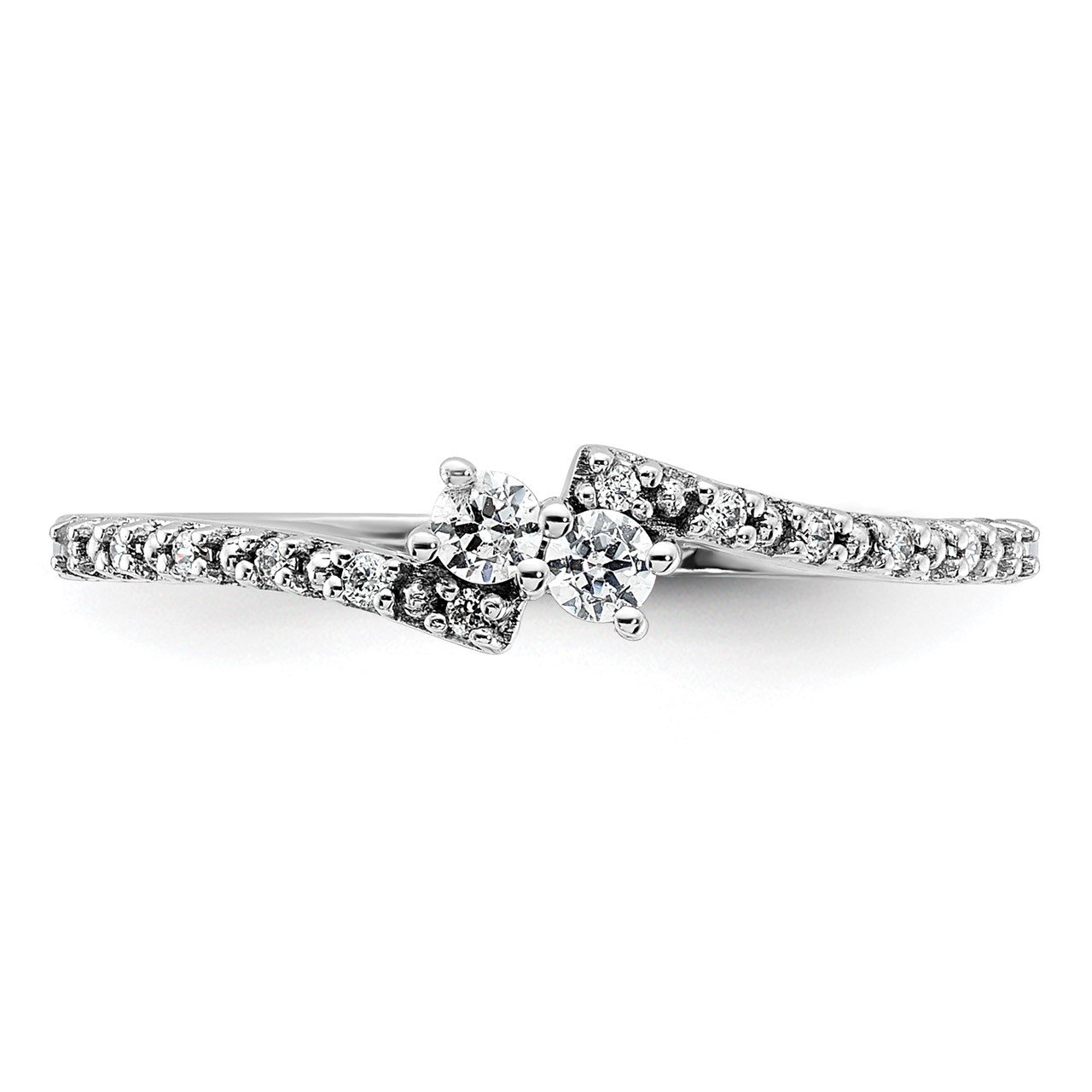14k White Polish Complete Diamond Promise Ring-4