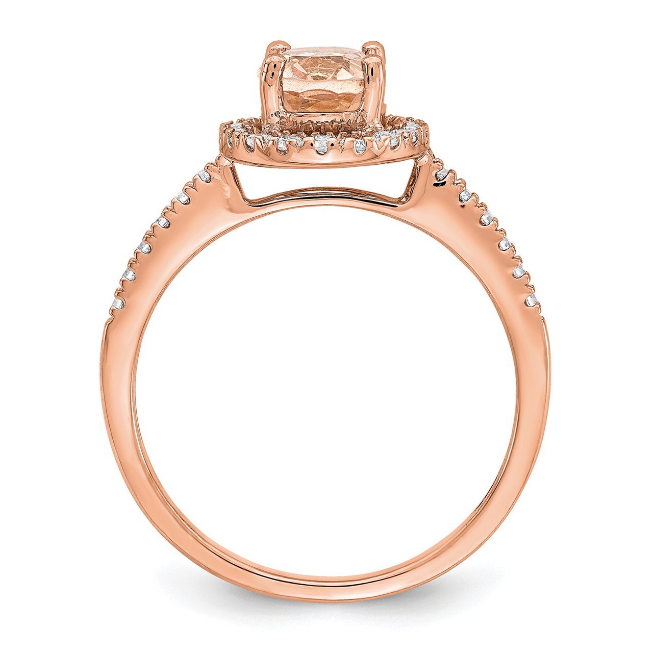 14k Rose Gold Morganite and Diamond Eng Ring-1