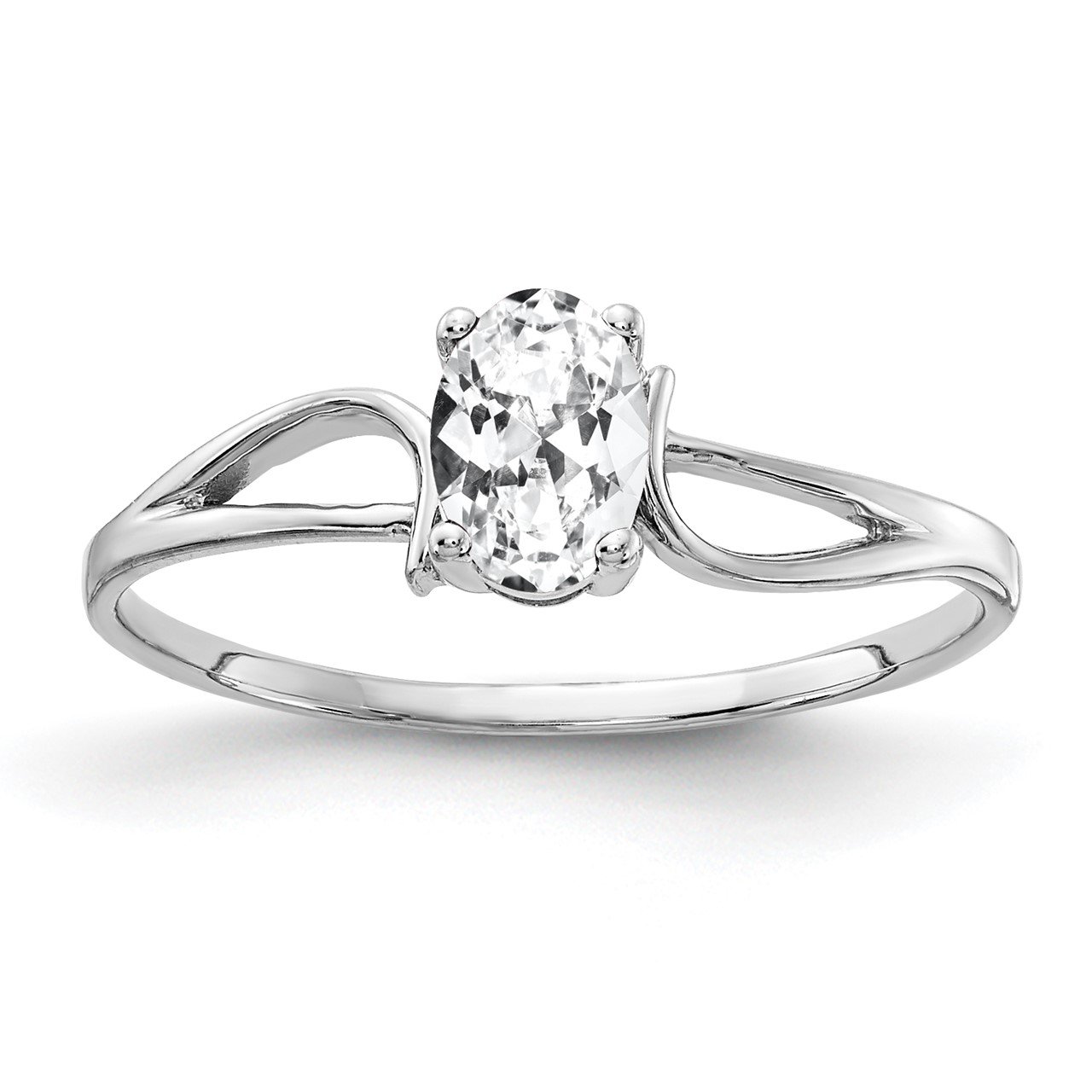 14k White Gold 6x4mm Oval Cubic Zirconia ring