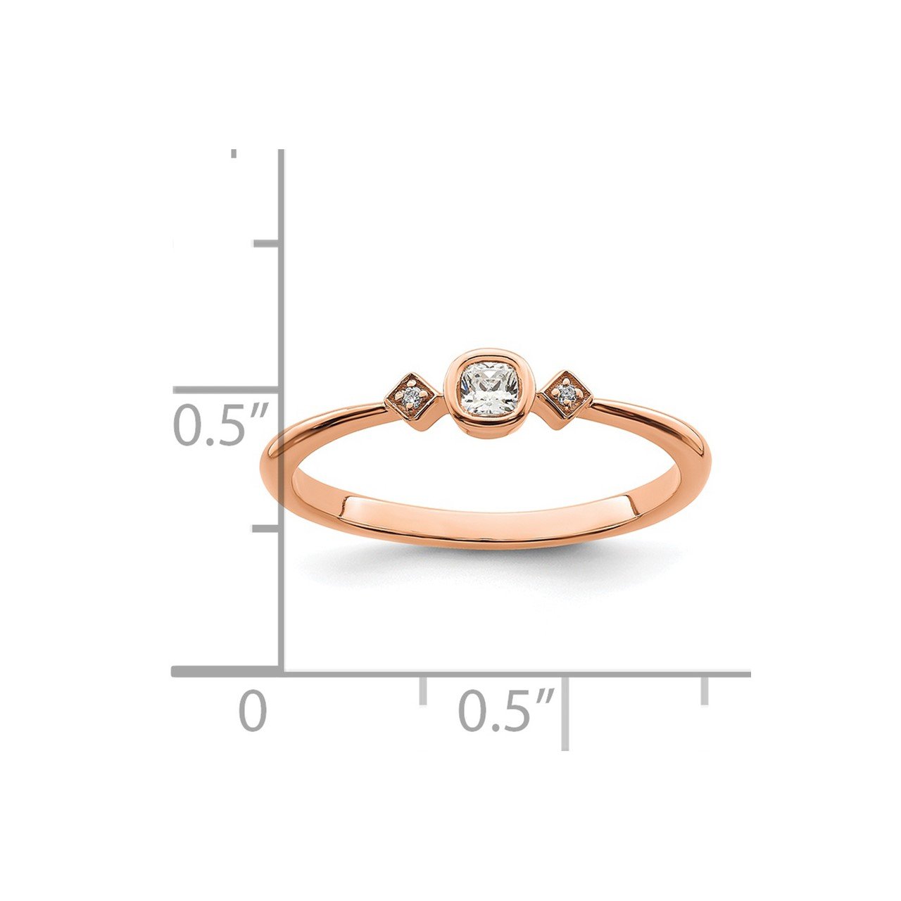 14k Rose Gold Polish Petite Cushion Complete Dia Ring-6