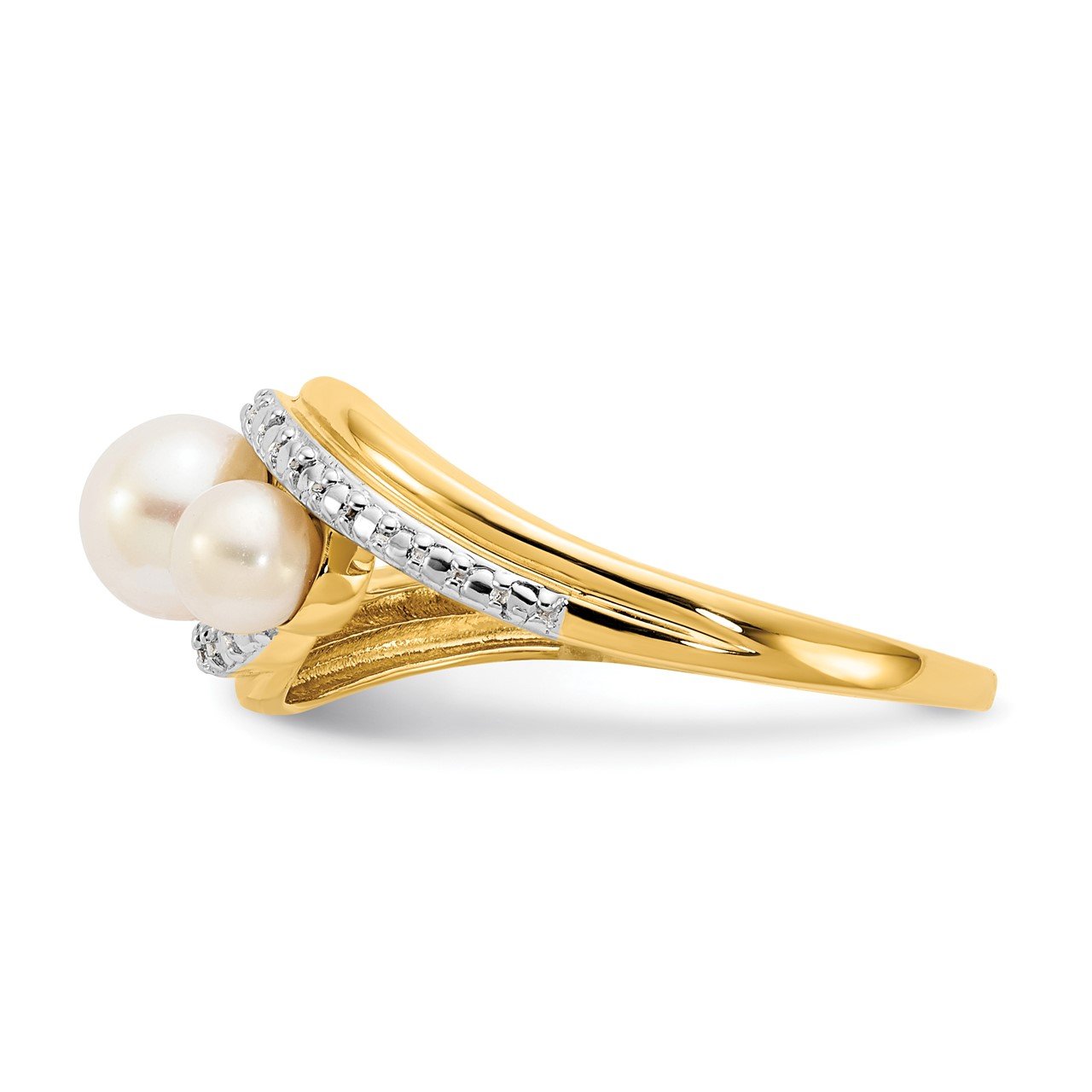 14k Diamond and FW Cultured 3-Pearl Bypass Ring-3