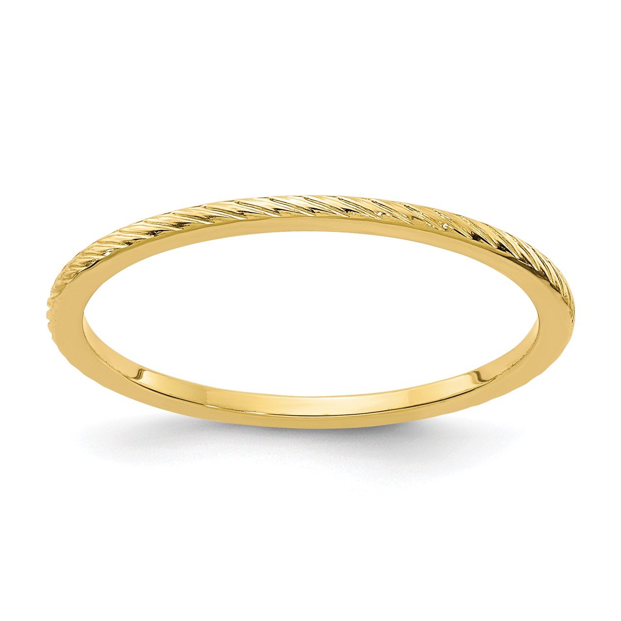 14K Gold 1.2mm Twisted Wire Pattern Stackable Band