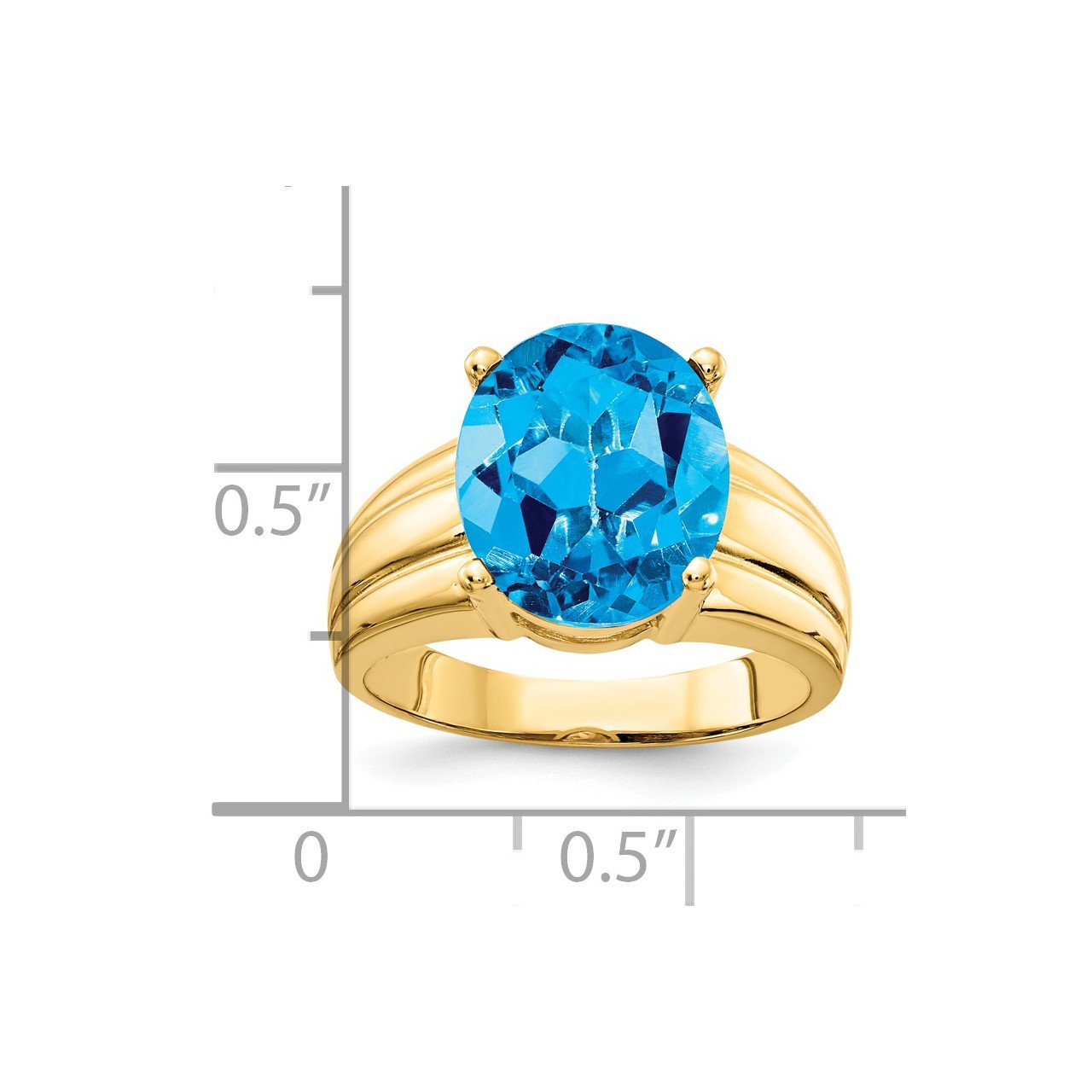 14k 12x10mm Oval Blue Topaz ring-1