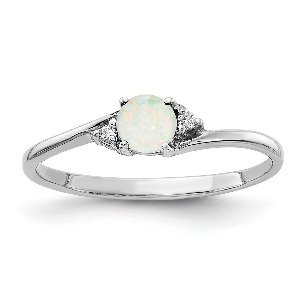 14k White Gold Opal and Diamond Ring