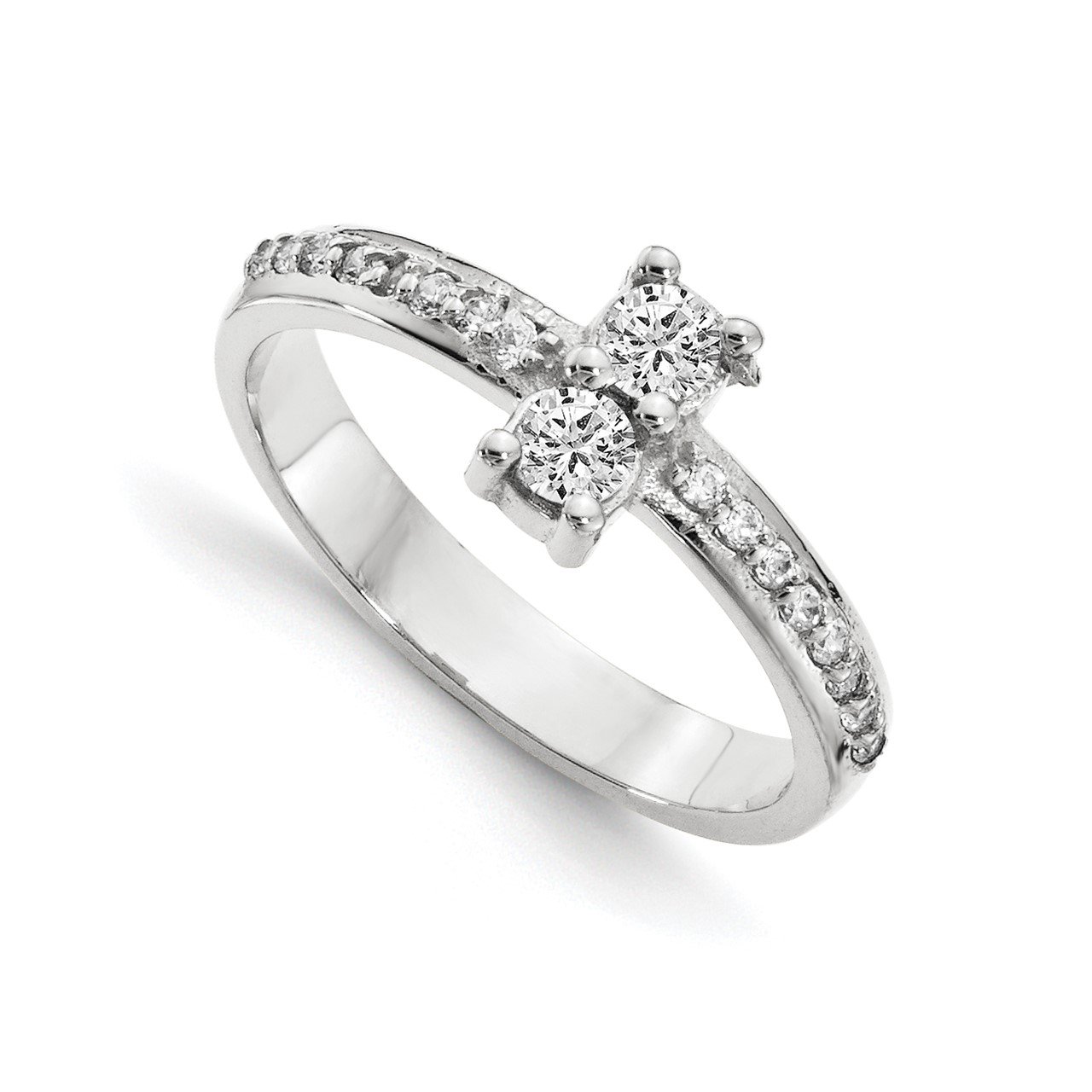 14KW VS Diamond 2-stone Ring Semi-Mount - 4.2 mm center stones