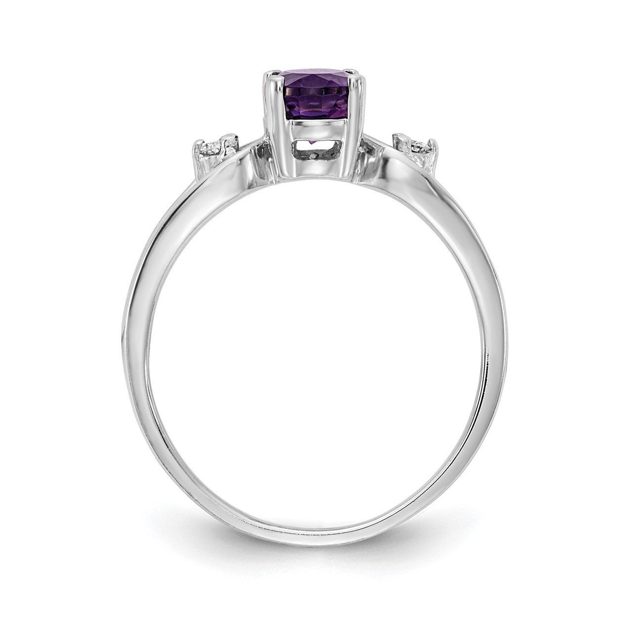 14k White Gold 7x5mm Oval Amethyst A Diamond ring-1