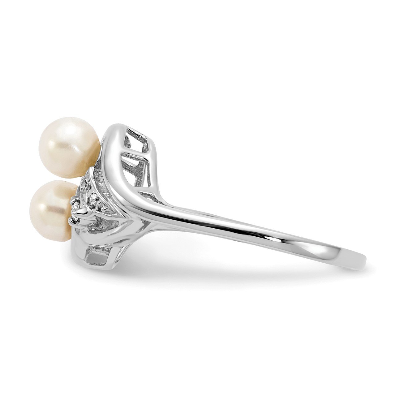 14k White Gold 4.5mm FW Cultured Pearl A Diamond ring-2
